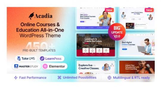 Acadia 3.2.3 – Образовательная тема WordPress для университетов и онлайн-курсов
