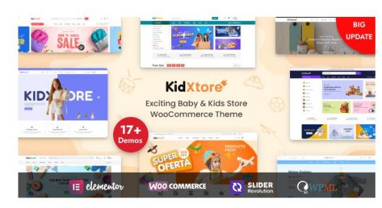 KidXtore 3.1.0 – Магазин детской одежды и игрушек. Тема WordPress для Elementor и WooCommerce.